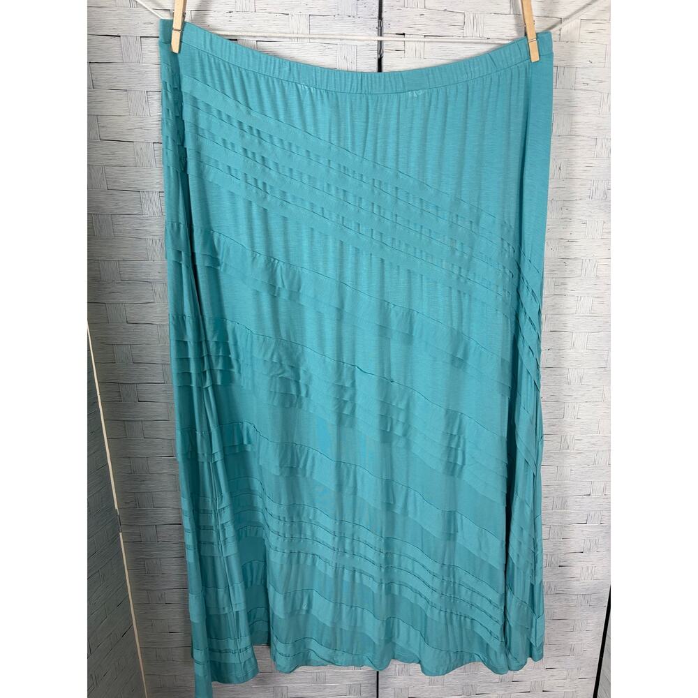 Soft surroundings women’s maxi skirt layered salvaged edge detail teal Plus Sz 